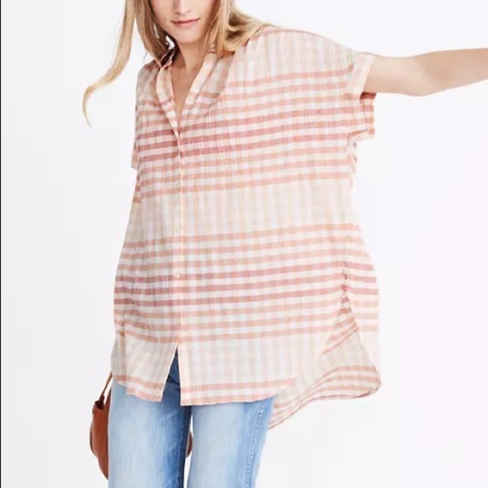 Madewell central tunic in ombré gingham check